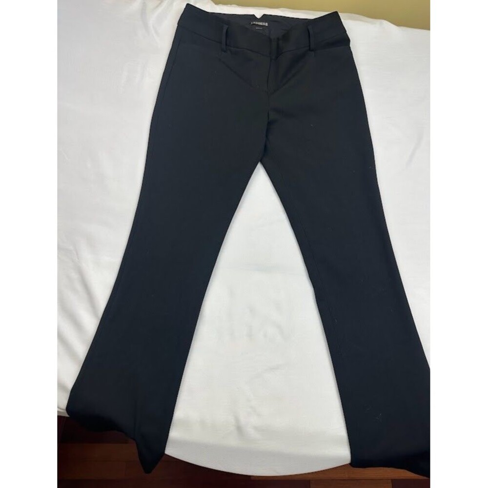 EXPRESS Columnist Pants Womens Size 6R Black Flare Leg Dress Low Rise Ex Cond